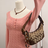 Rare Coach Signature Brown Studded Mini Hobo Bag
