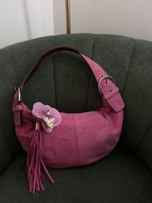 Coach Pink Suede Hobo Bag
