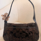 Coach Brown Signature Turnlock Ergo Flap Bag