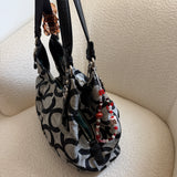 Coach Grey Op Art Signature Maggie Bag