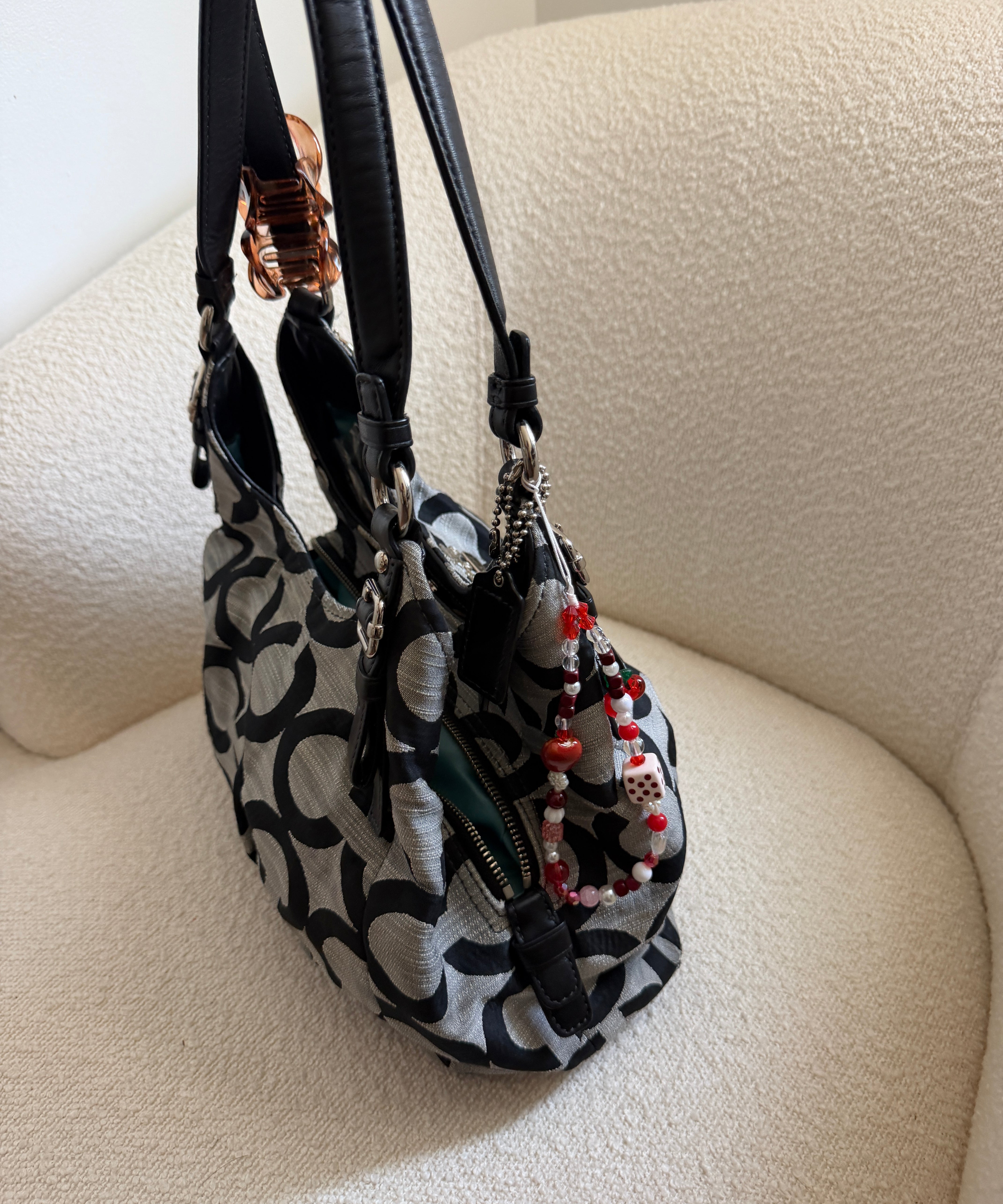 Coach Grey Op Art Signature Maggie Bag