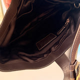 Coach Brown Hamptons Signature Hobo Bag with Gold Buckle Clip