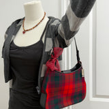 Coach Plaid Red Tweed Tartan Hamptons Shoulder Bag