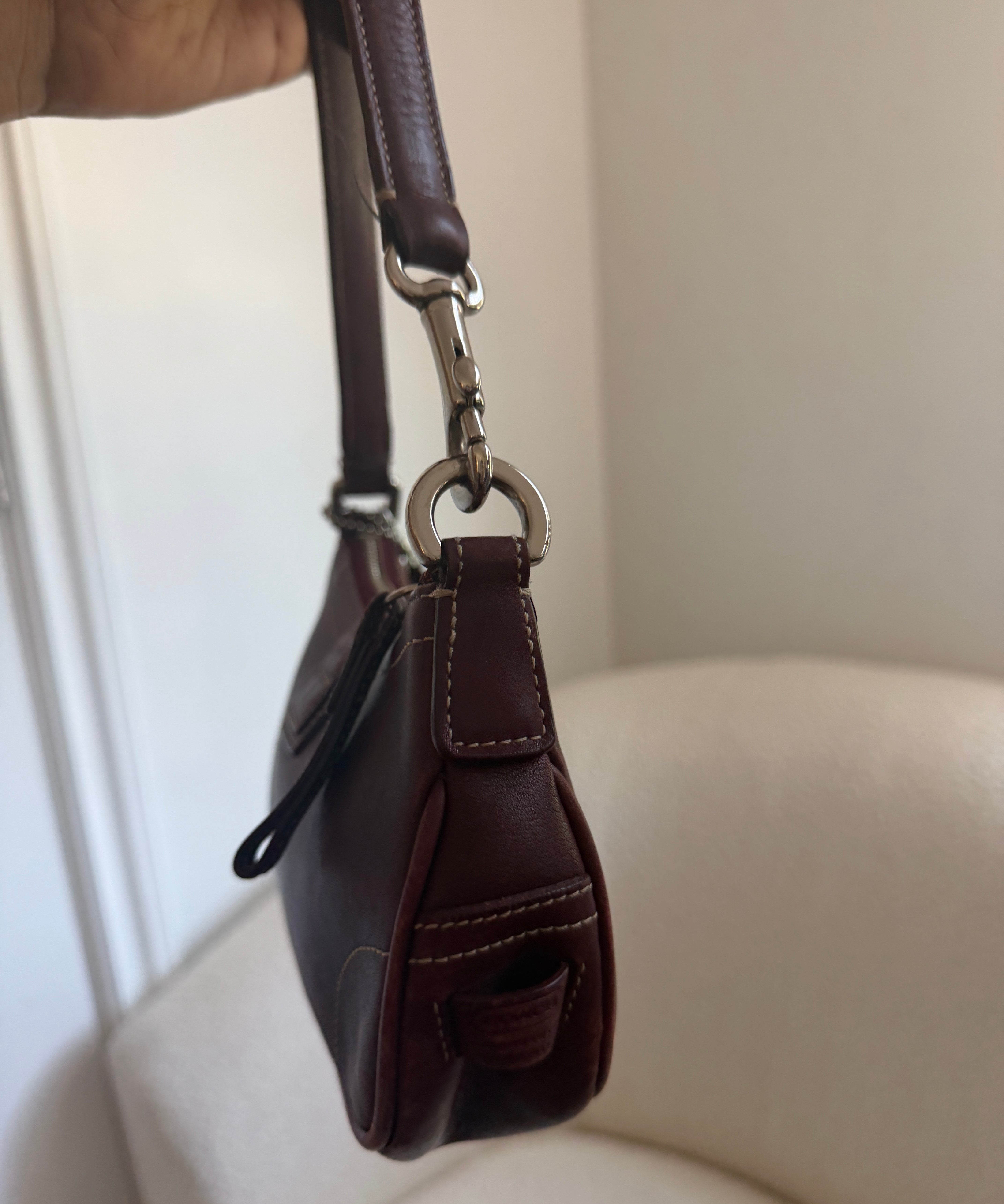 Rare Coach Maroon Leather Demi Hamptons Buckle Bag