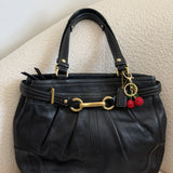 Coach Black Leather Pleated Hobo Bag