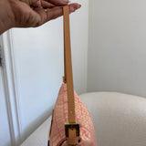 Rare Pink Fendi Zucca Baguette FF Shoulder Bag