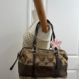 Coach Brown Stripe Signature Satchel Bag