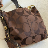 Rare Coach Brown Canvas Large Carly Bag