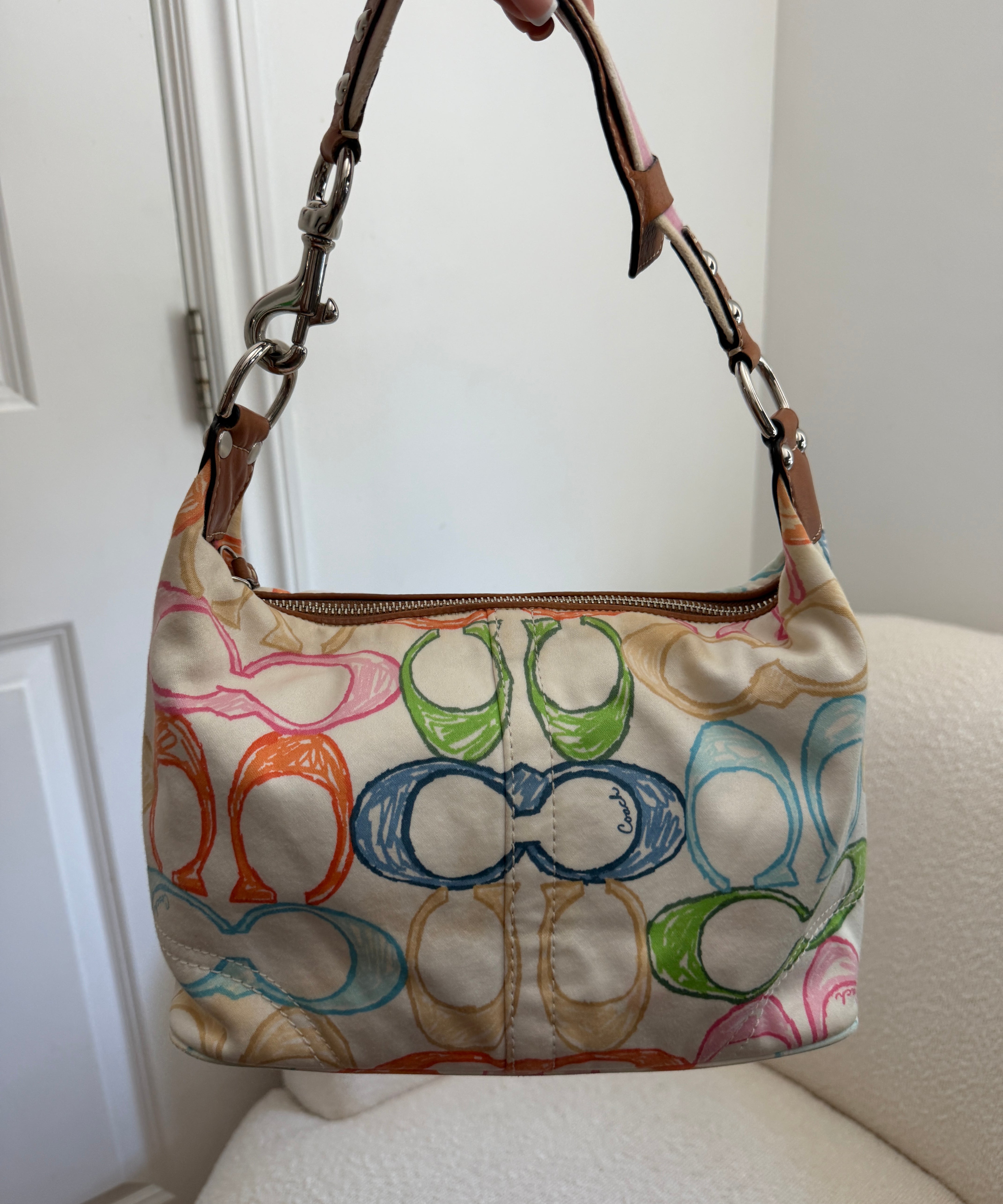 Coach Scribble Optic Signature Hobo Shoulder Bag