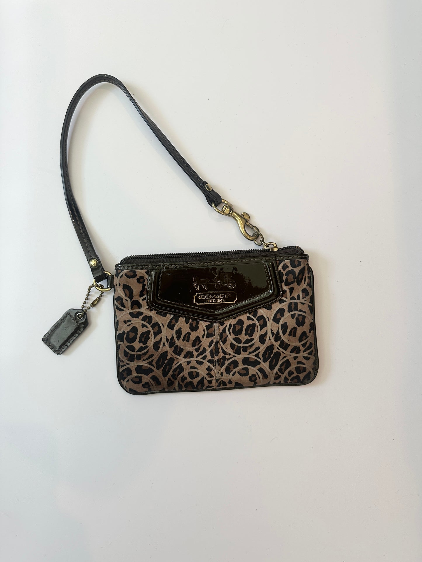 Coach Brown Leopard Print Signature Wallet