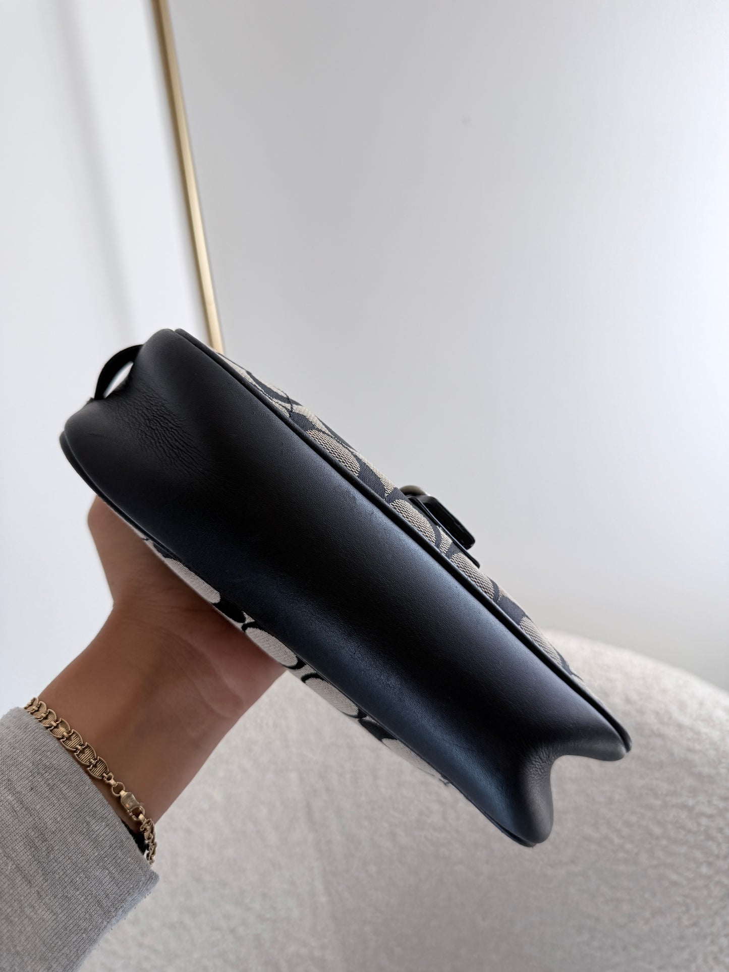 Grey Coach Demi Hamptons Canvas Buckle Bag