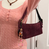 Rare Coach Suede Plum East West Baguette