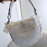 White Coach Bunny Fur Hobo Bag