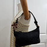 Coach Black Monogram Shoulder Bag with Brass Hardware