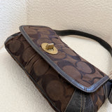 Coach Brown Signature Turnlock Ergo Flap Bag