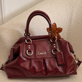 Coach Burgundy Patent Leather Ashley Shoulder Bag