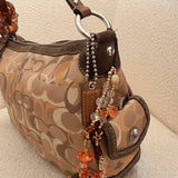 Rare Coach Brown Signature Suede Chelsea Shoulder Bag with Side Pockets