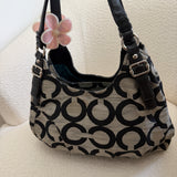 Coach Grey Op Art Signature Maggie Bag