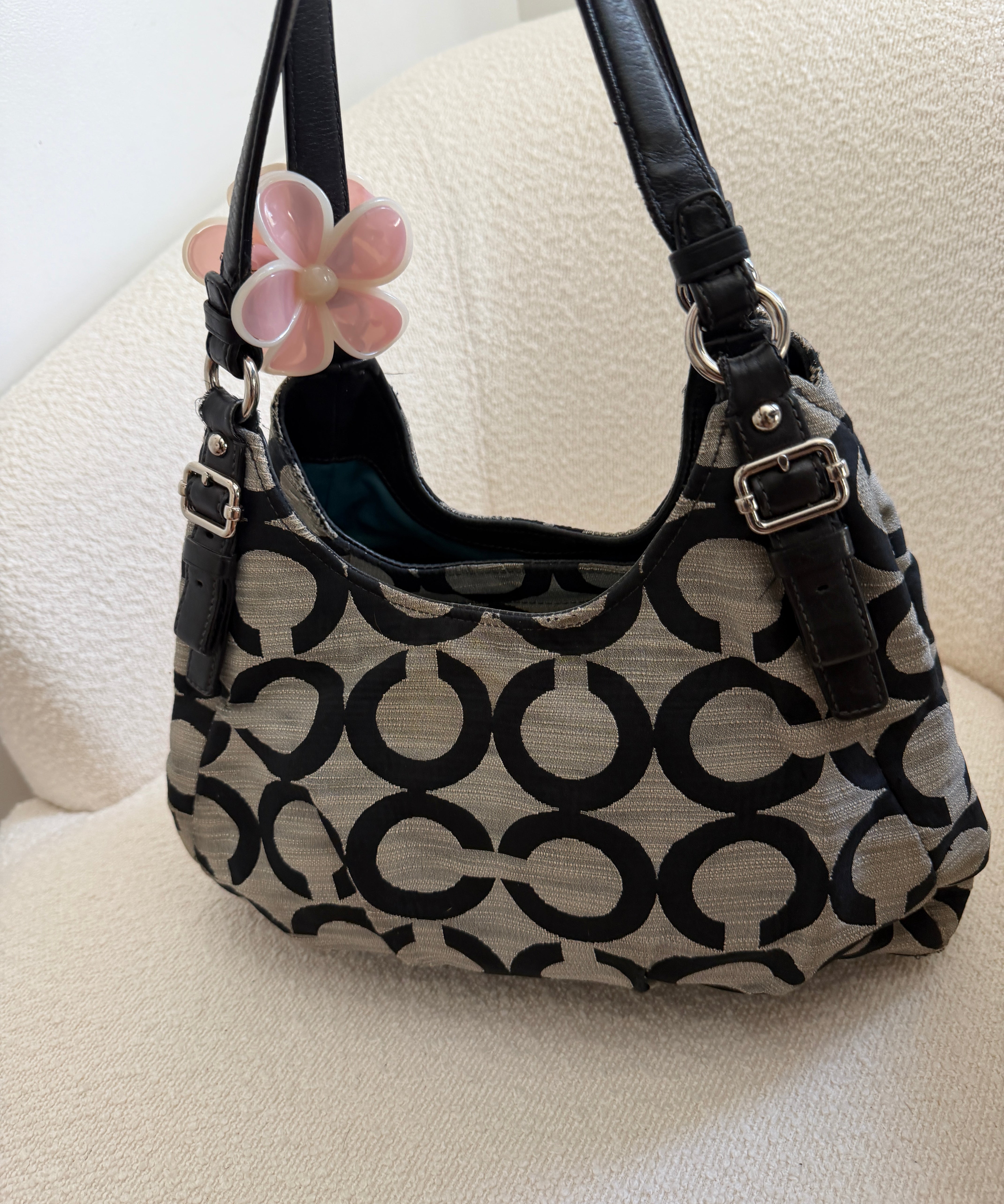 Coach Grey Op Art Signature Maggie Bag