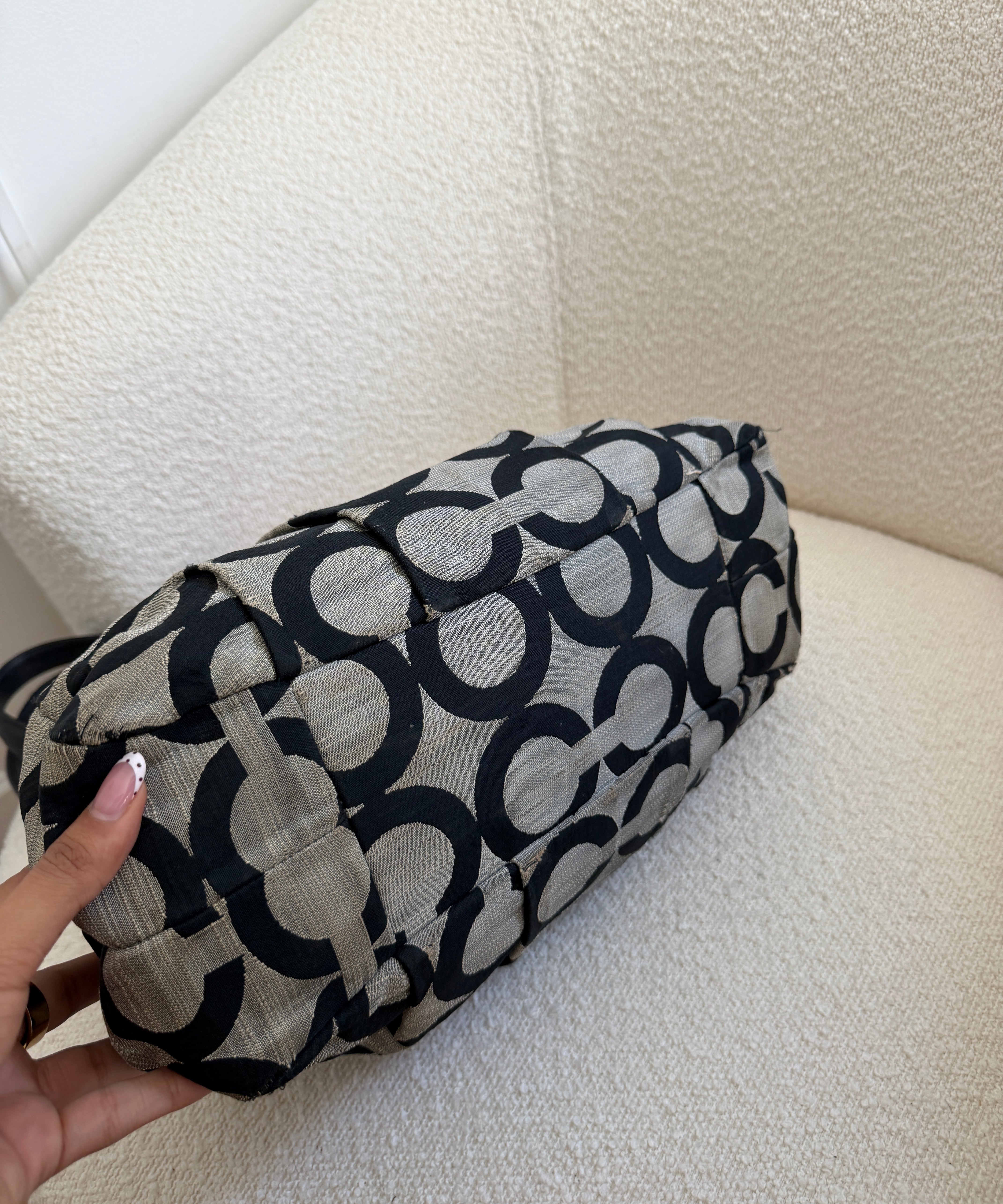 Coach Grey Op Art Signature Maggie Bag