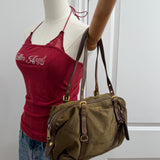Olive Green Prada Tessuto Nylon Shoulder Bag