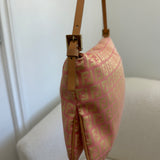 Rare Pink Fendi Zucca Baguette FF Shoulder Bag