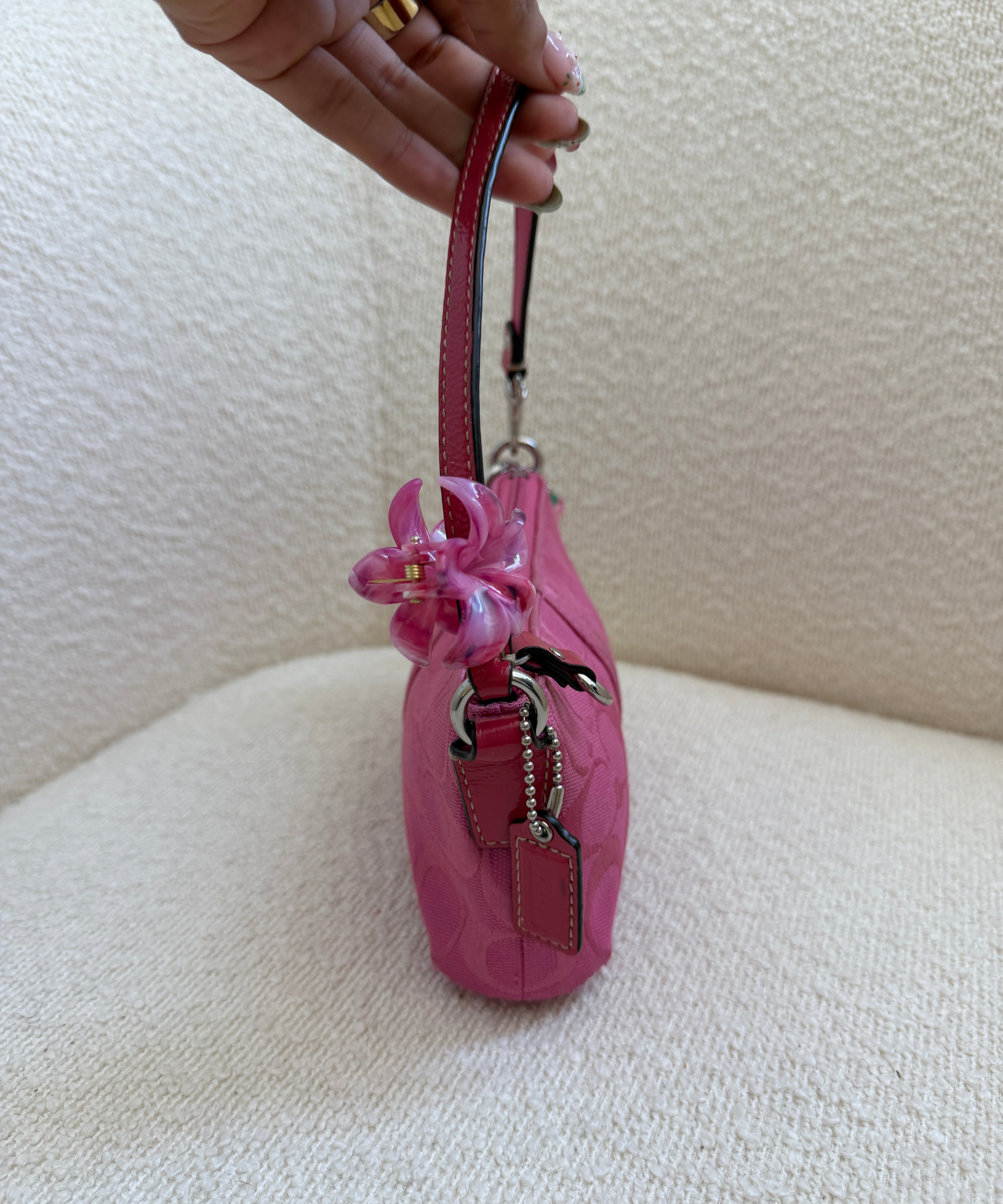 Coach Pink Signature Pochette Bag