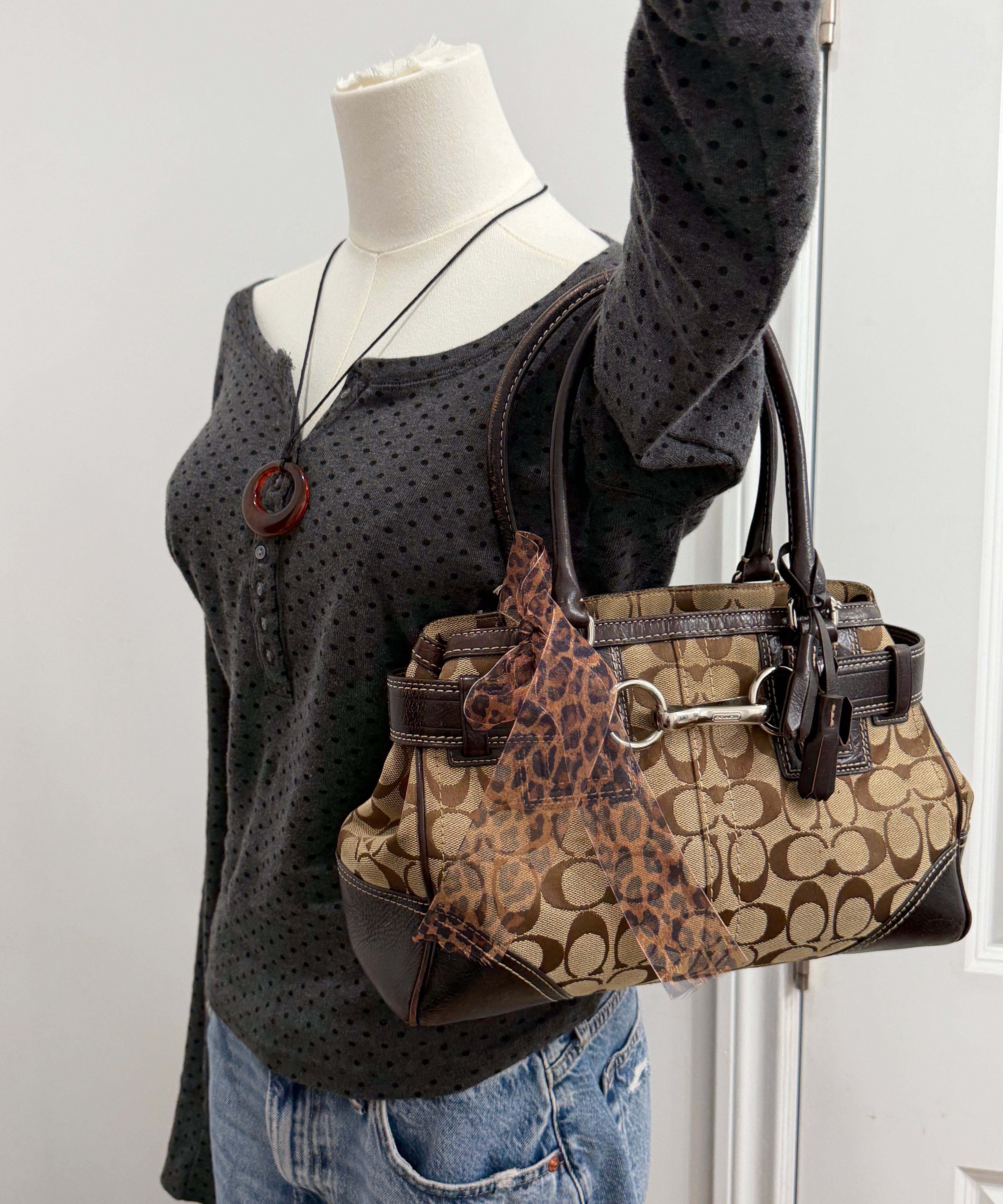 Coach Brown Signature Hamptons Carry-All Bag