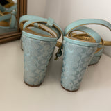 Coach Blue Peep-Toe Cathleen Wedges (7)