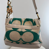Coach Teal Canvas Ali Legacy Turnlock Bag