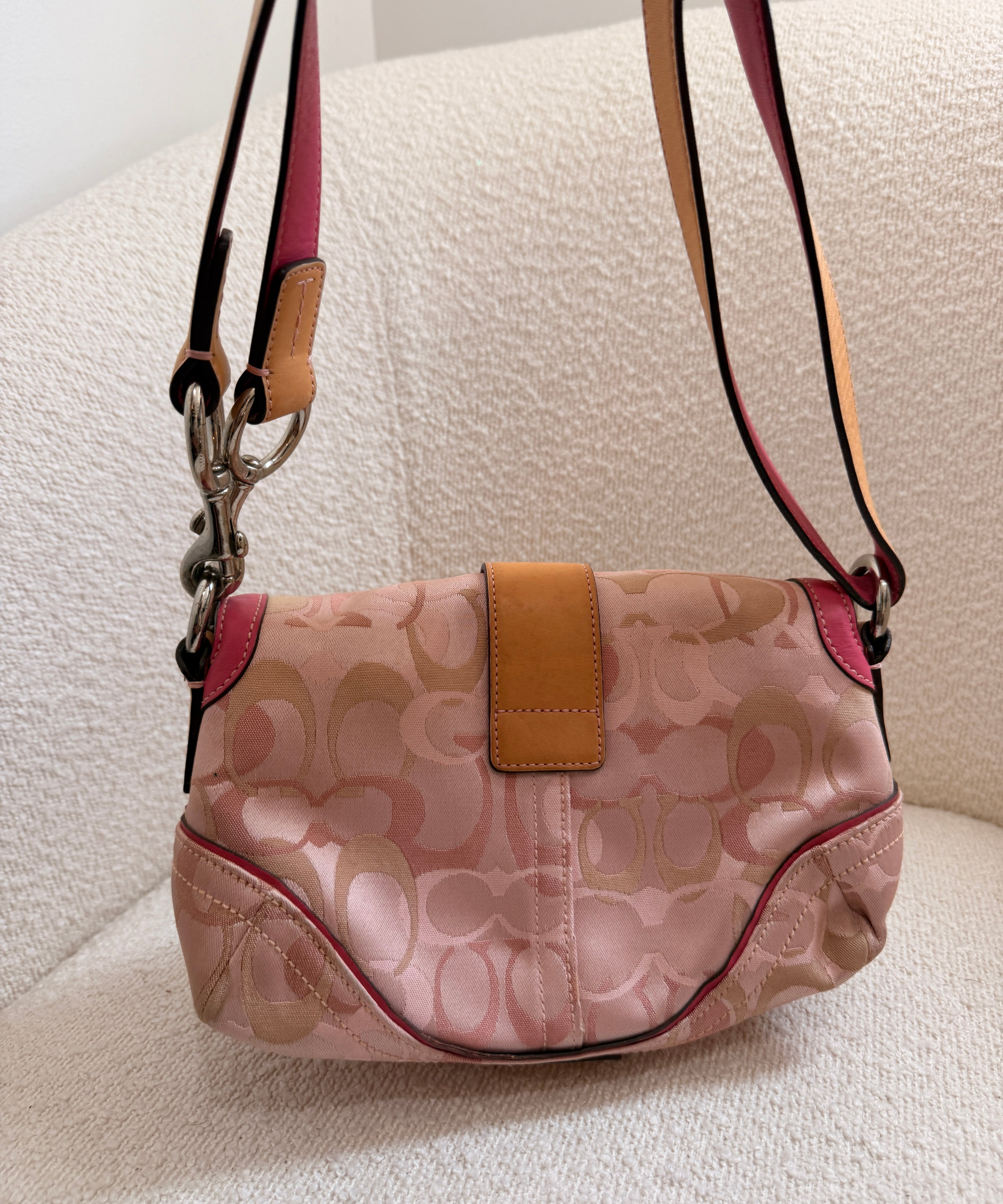 Rare Coach Pink Optic Double Pocket Soho Bag
