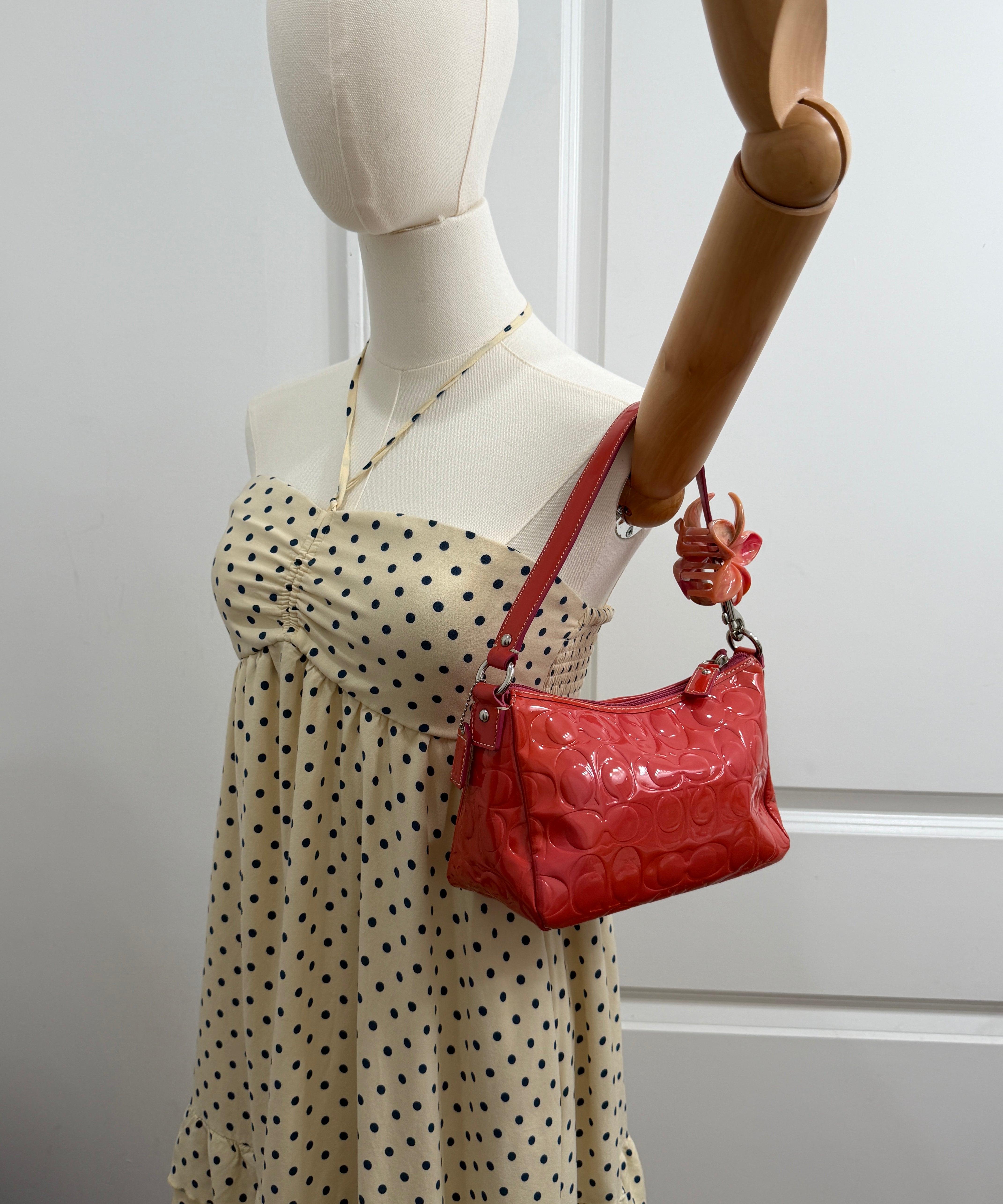 Coach Orange Patent Leather Optic Pochette