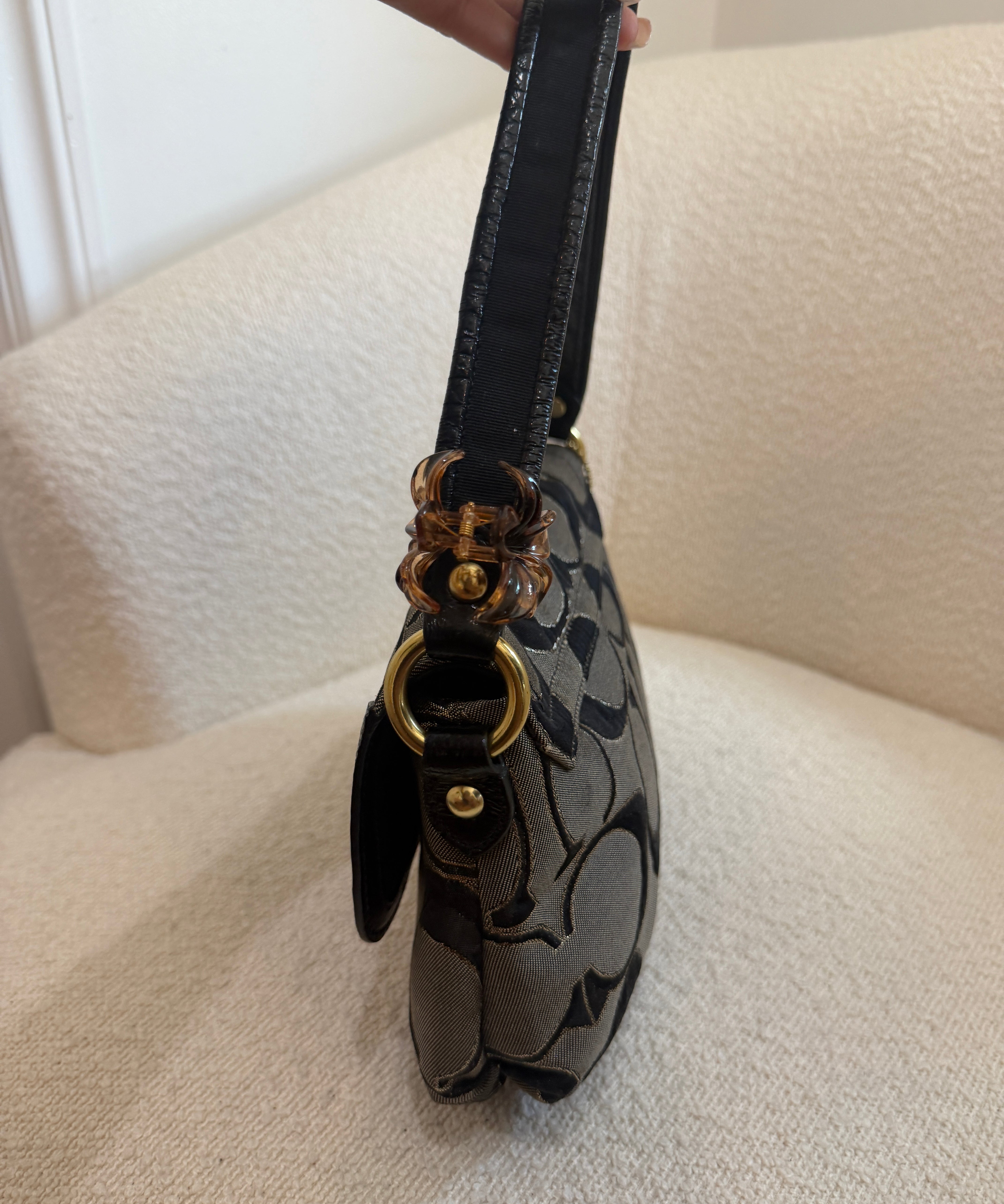 Grey Coach Poppy Pushlock Bag