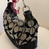 Black Signature Coach Stripe Shoulder Bag