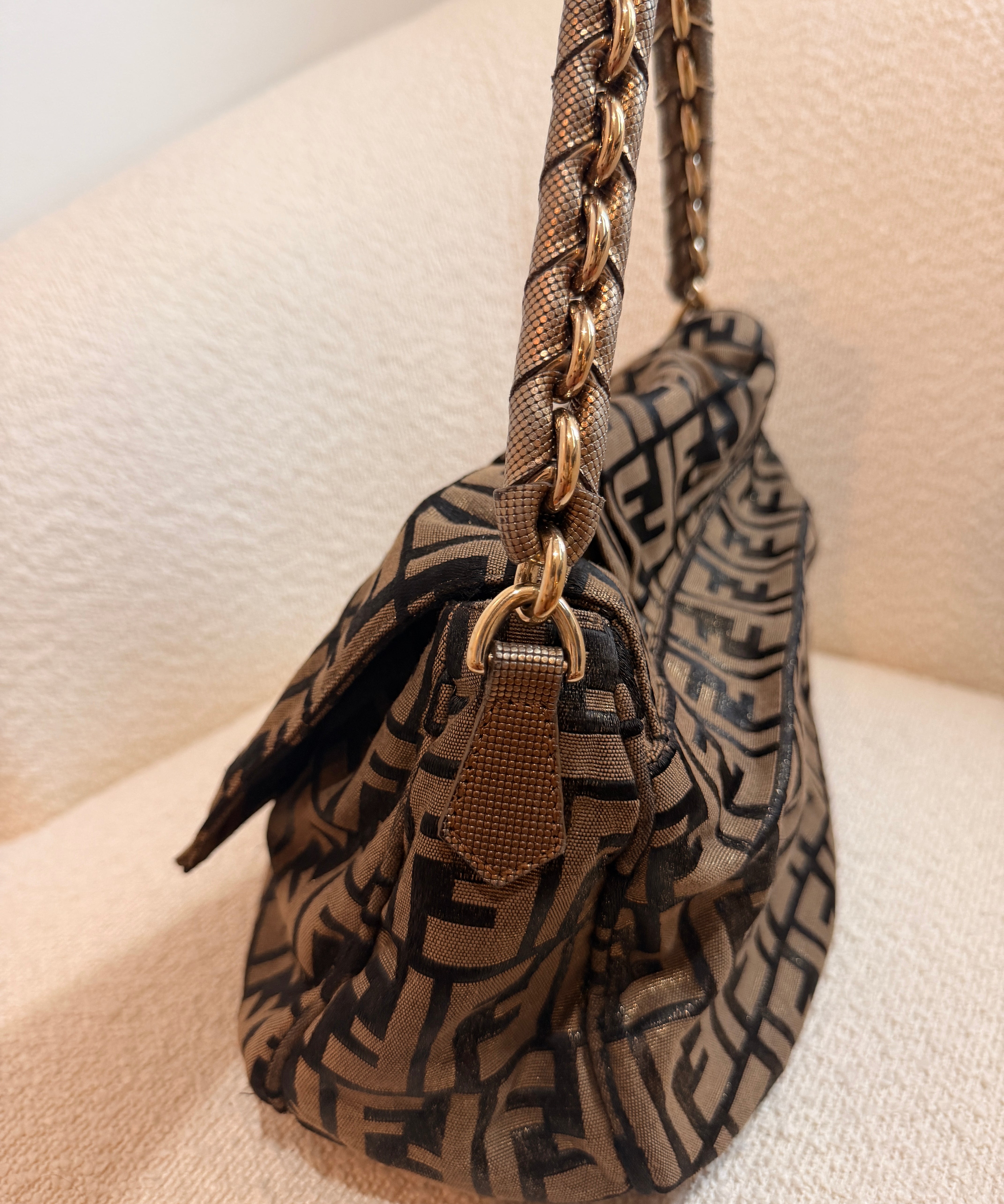 Fendi Zucca Mia Flap Shoulder Bag