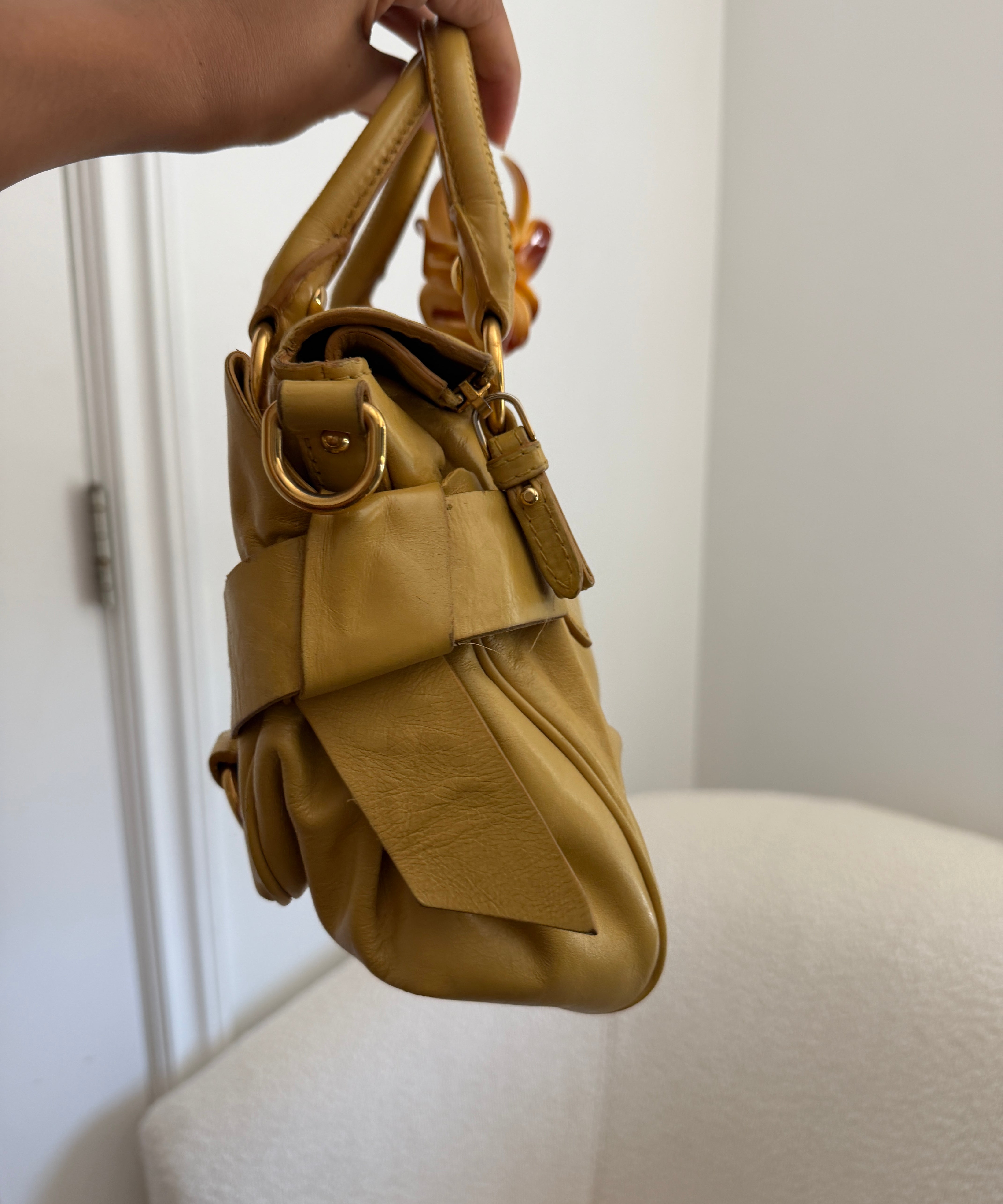 Miu Miu Yellow Vitello Lux Box Bag