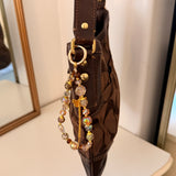 Coach Brown Hamptons Signature Hobo Bag with Gold Buckle Clip