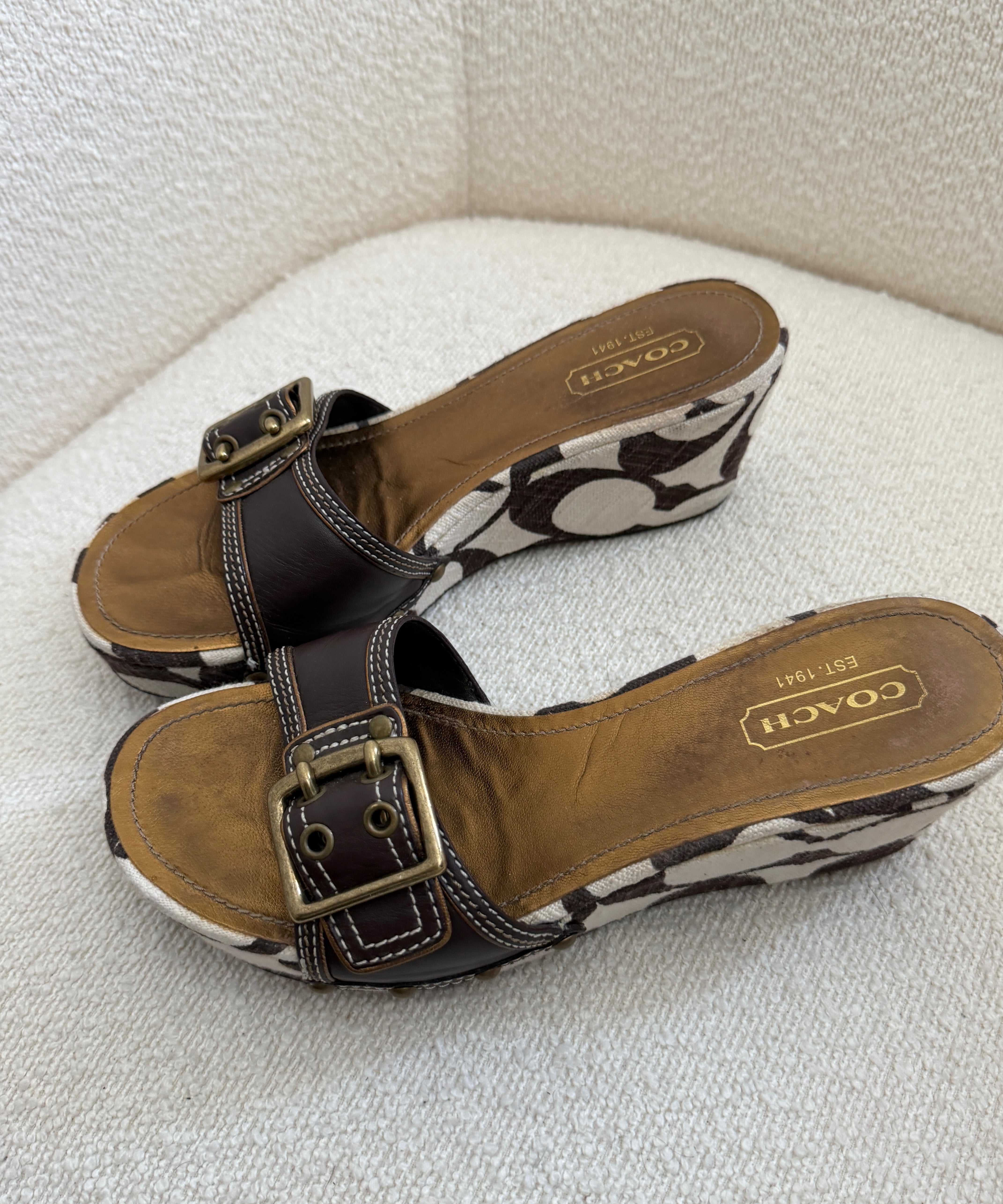 Rare Coach Cream Optic Wedges (8.5)