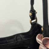 Black Leather Gucci D-Ring Large Shoulder Bag
