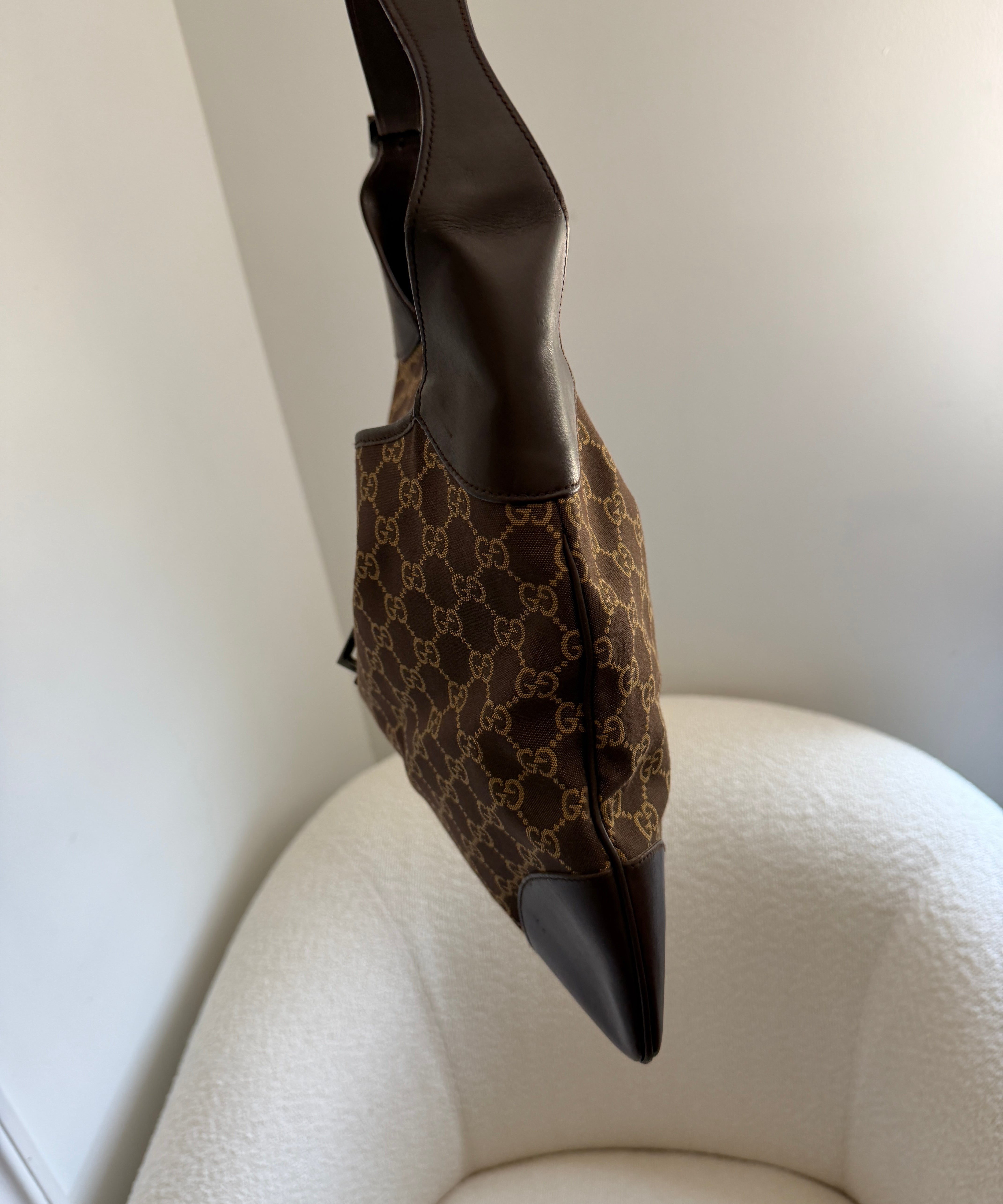 Brown Gucci Canvas Jackie Shoulder Bag