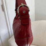Coach Red Leather Hobo Bag