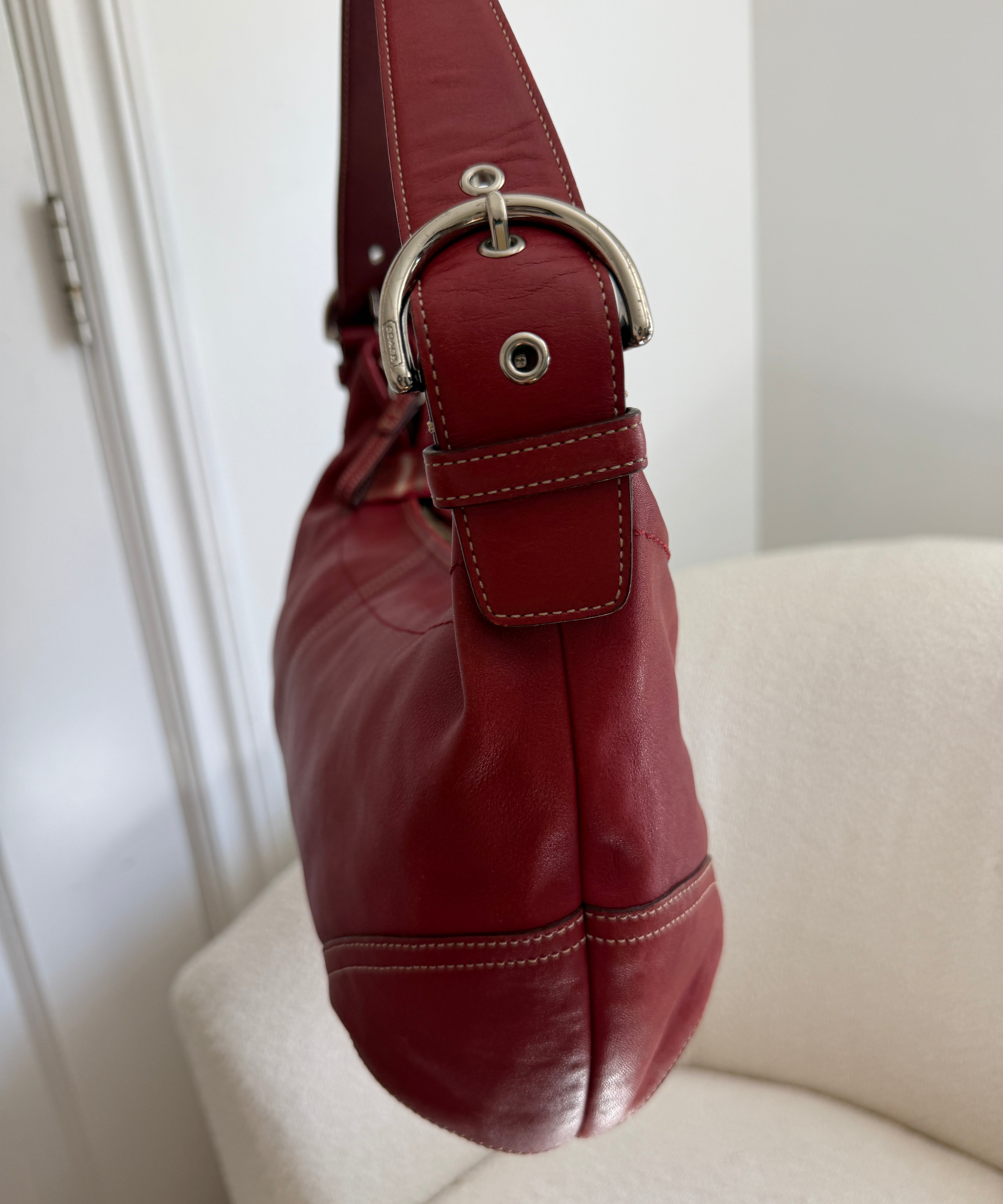 Coach Red Leather Hobo Bag
