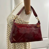 Chanel 2003 Camellia Perforated Patent Red Shoulder Bag
