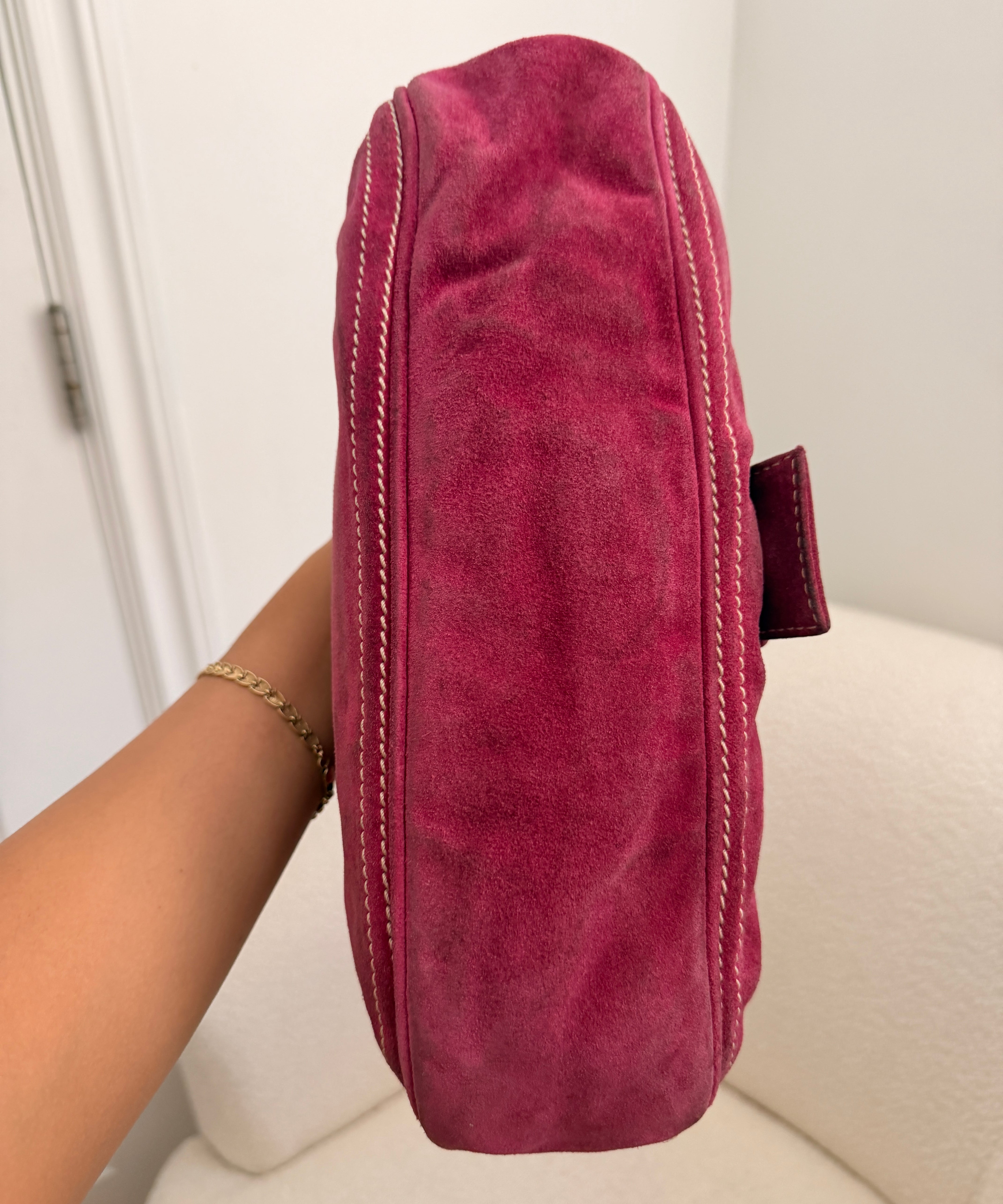 Celine Pink Suede Shoulder Bag