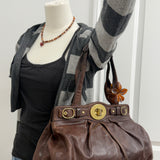 Brown Leather Coach Garnett Turnlock Bag