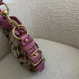 Coach Pink Trim Signature Zoe Bag