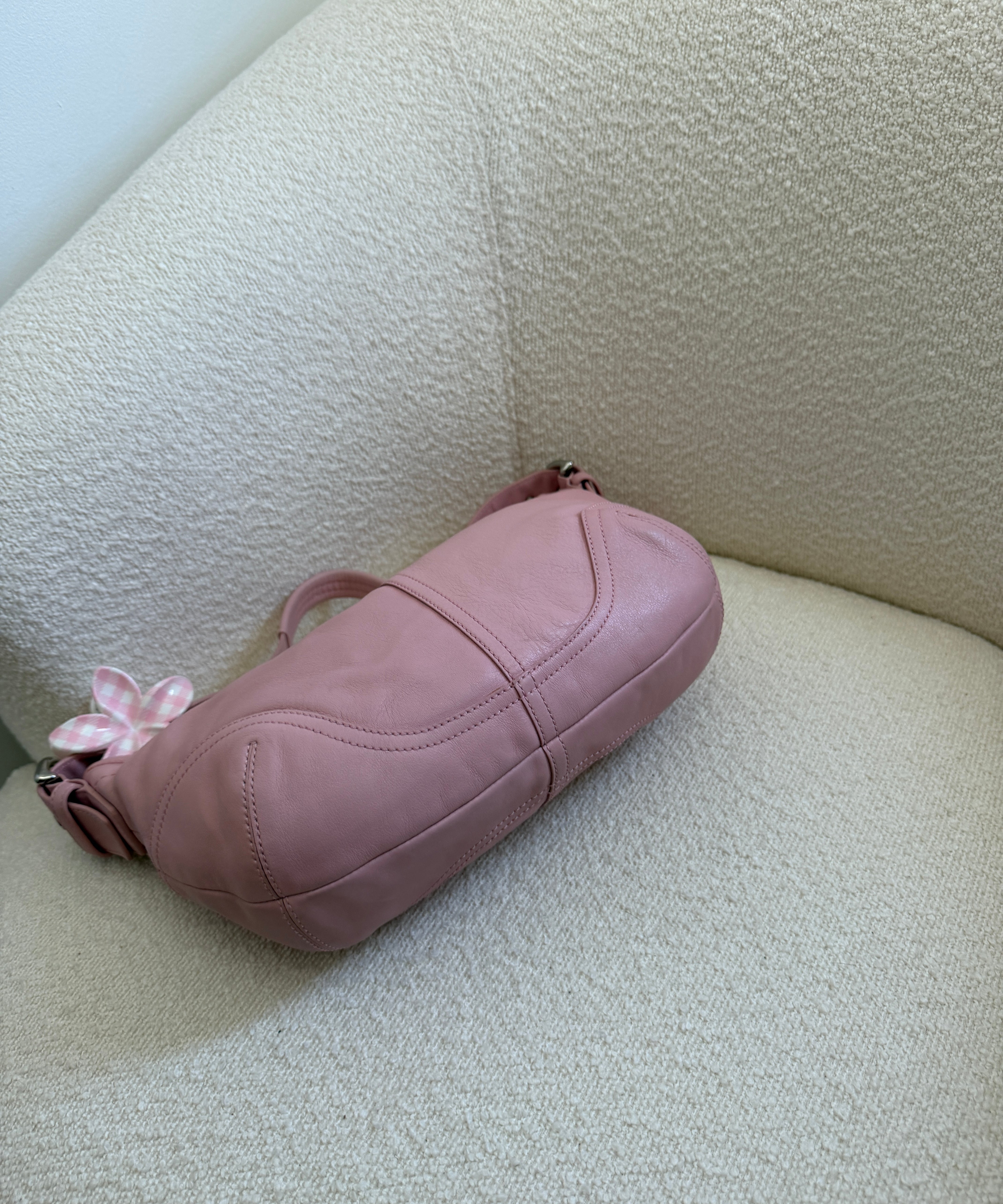 Rare Pink Leather Mini Hobo Bag