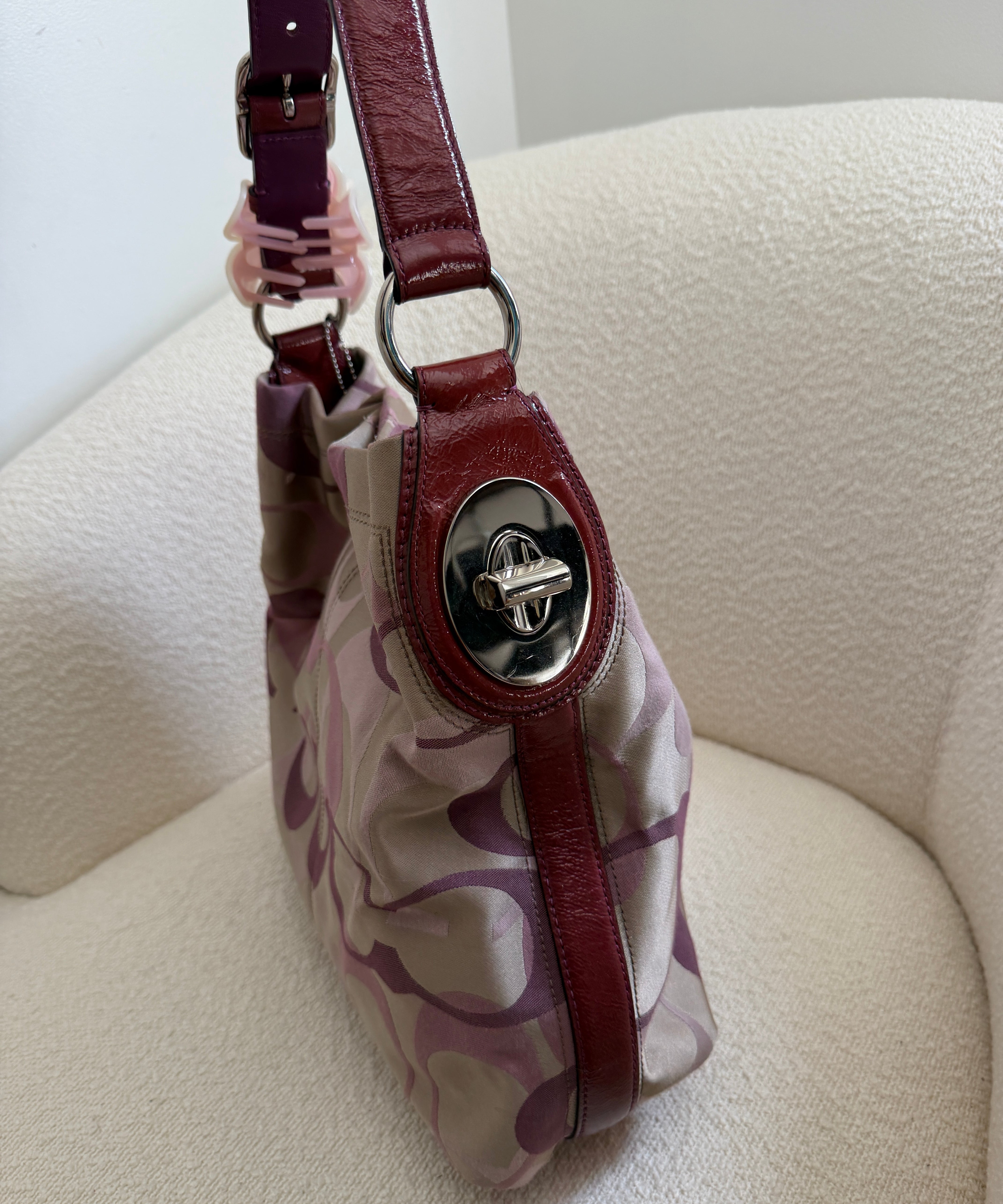 Coach Purple Optic Canvas Large Carly Bag