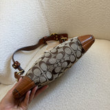 Coach Brown Monogram Shoulder Bag with Brass Hardware