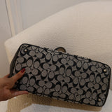 Coach Grey Signature Gallery Tote with Black Leather Trim Bag